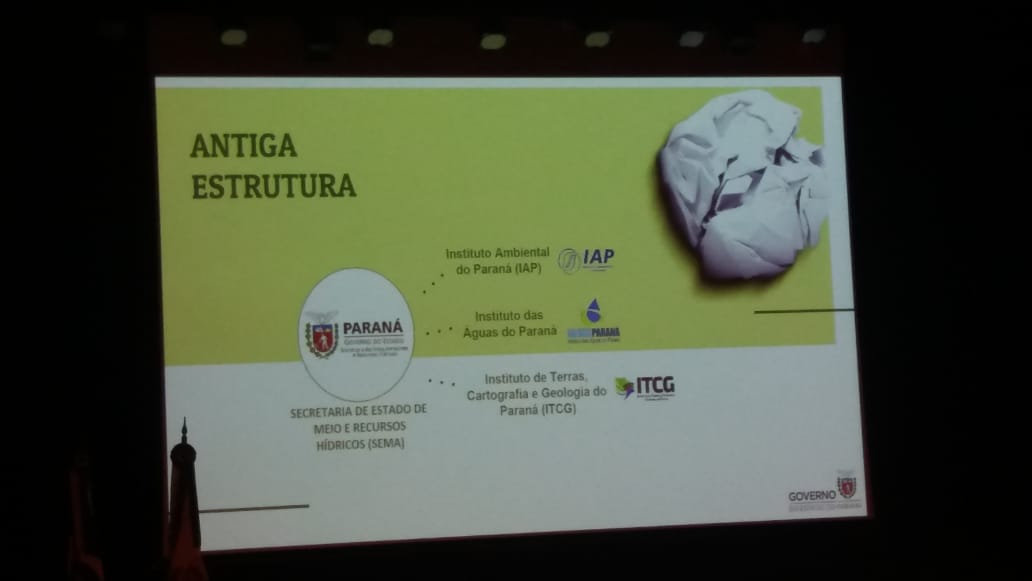 Em apresentação da nova estrutura da pasta é demonstrado o esquema da antiga estrutura da SEMA.